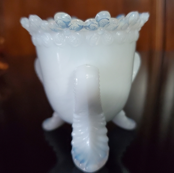 Vntg "Forget Me Not" Milky White Slag Glass Toothpick Holder by Degenhart - Picture 13 of 16